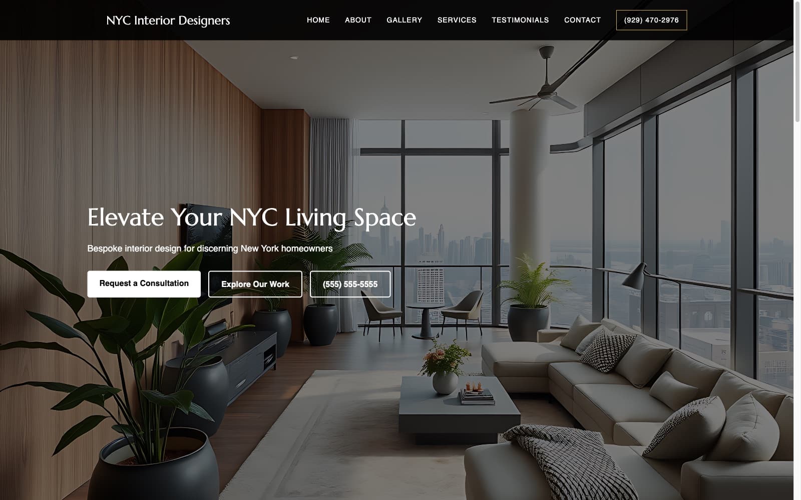 A luxury interior design website generated with GetSite