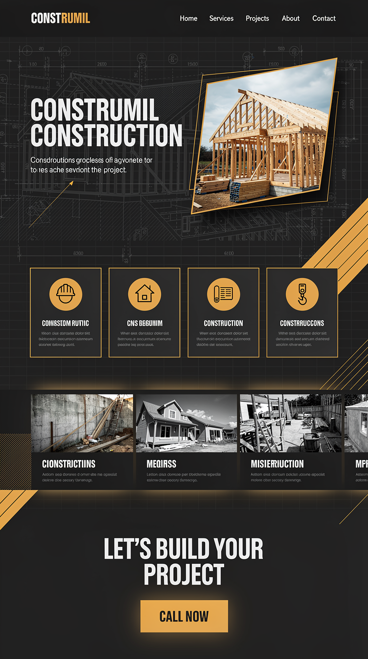 Construmil Blueprint Homepage Mockup