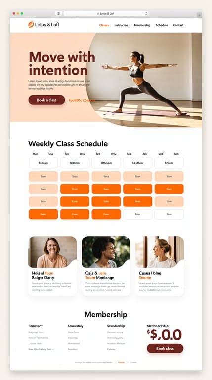 Lotus & Loft Modern Yoga Studio Website Mockup