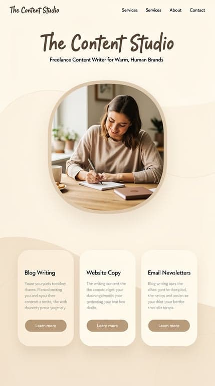 The Content Studio — Warm Freelance Writer Homepage