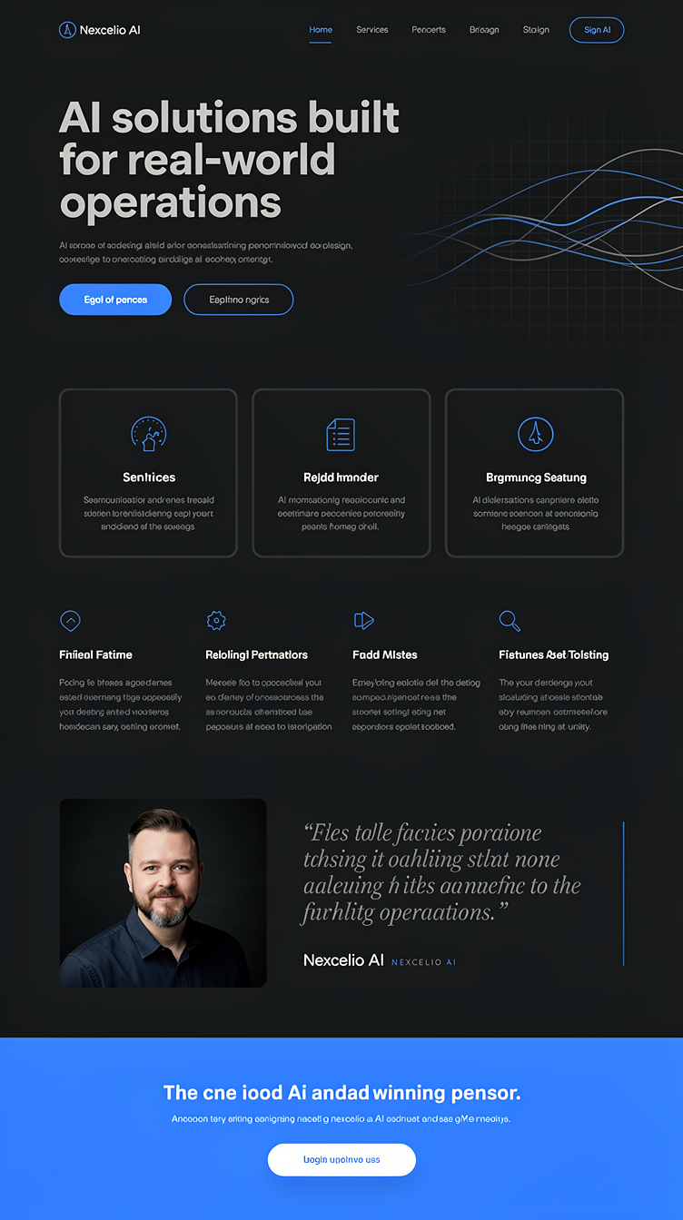 Nexcelio AI Minimal Dark Homepage