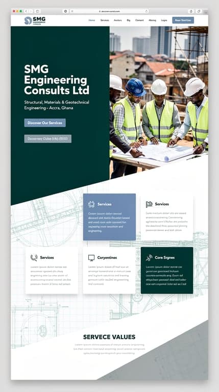 SMG Engineering Consults Split-Screen Editorial Homepage