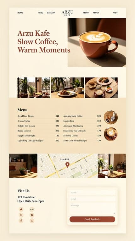 Arzu Kafe Minimalist Editorial Homepage
