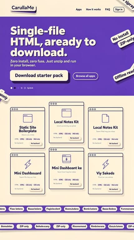CarullaMe Neo‑Brutalist Homepage Mockup