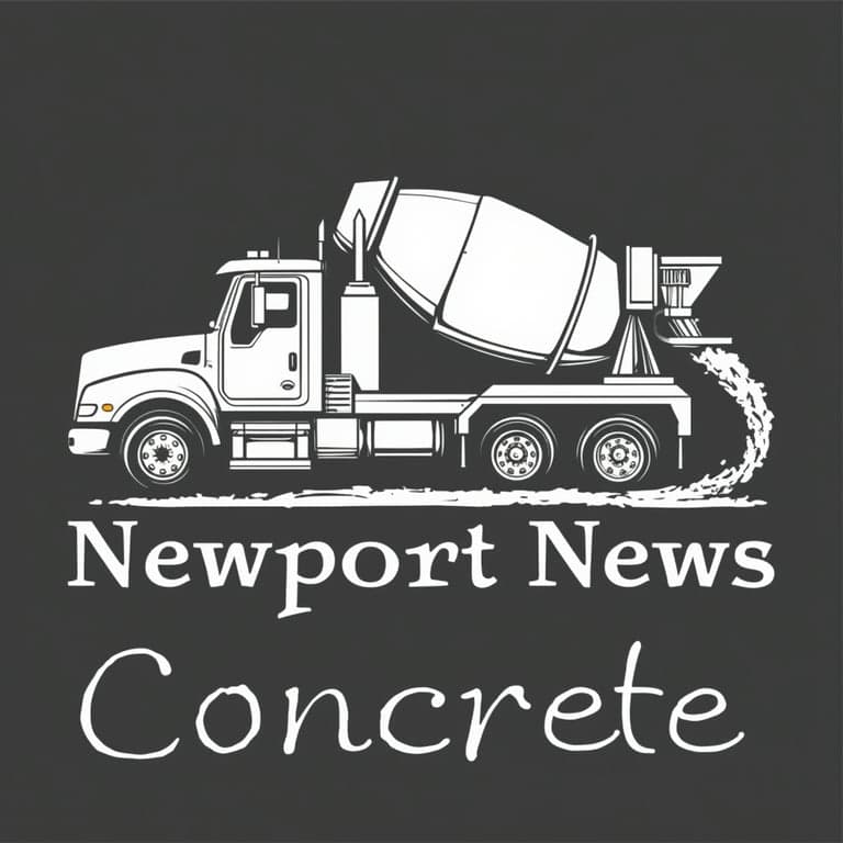 Create a logo for a lead generation website. The site is called "newport news concrete". The image needs to incorporate either a concrete truck or a concrete mixer. Make the logo simple and black and white color