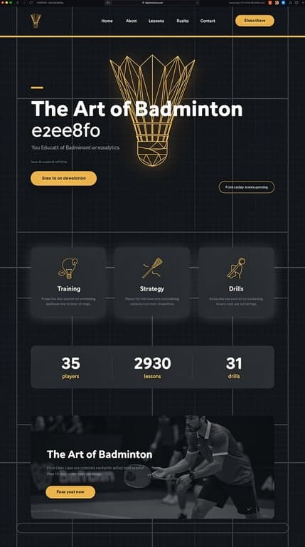 The Art of Badminton — Dark Minimalist Homepage