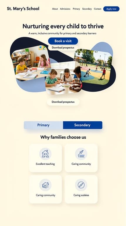 St. Mary's School — Warm Rounded Website Mockup