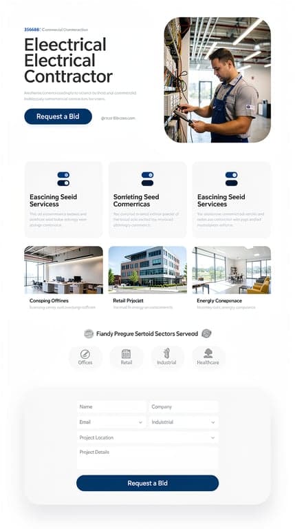 Modern Commercial Electrical Contractor Website Mockup