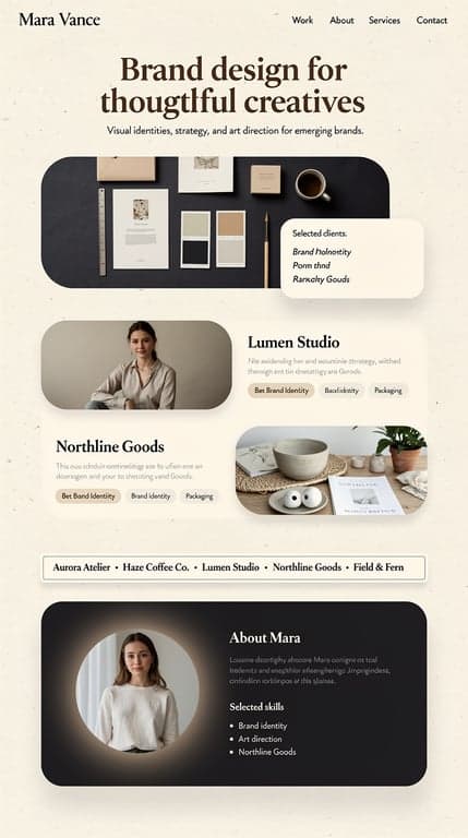 Mara Vance — Brand Designer Portfolio Mockup