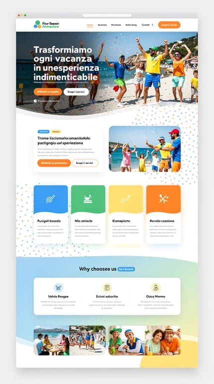 Four Season Animazione — Vibrant Summer Entertainment Website Mockup