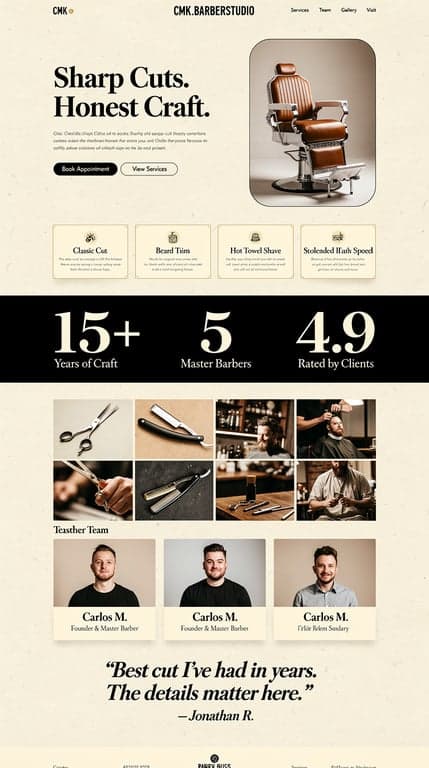 CMK.BARBERSTUDIO Vintage-Modern Website Mockup