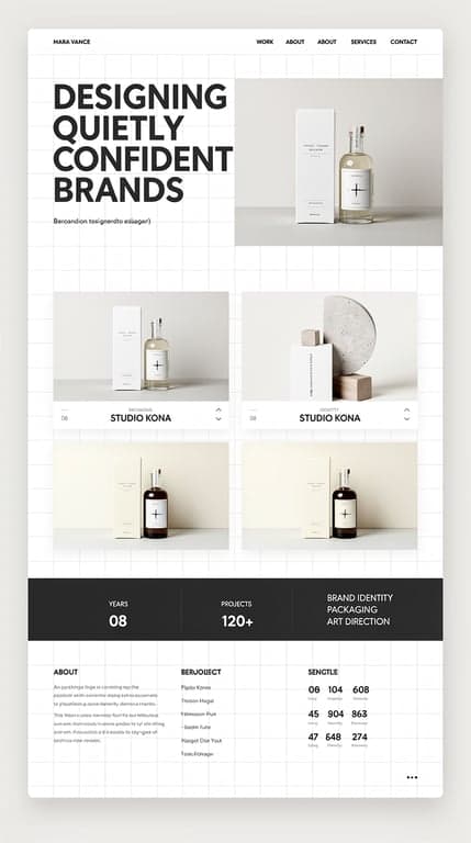 Mara Vance — Swiss Minimal Portfolio Mockup