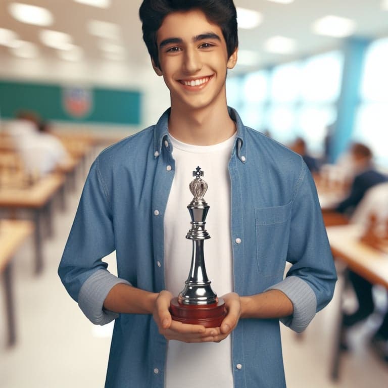 a smiling student holding a