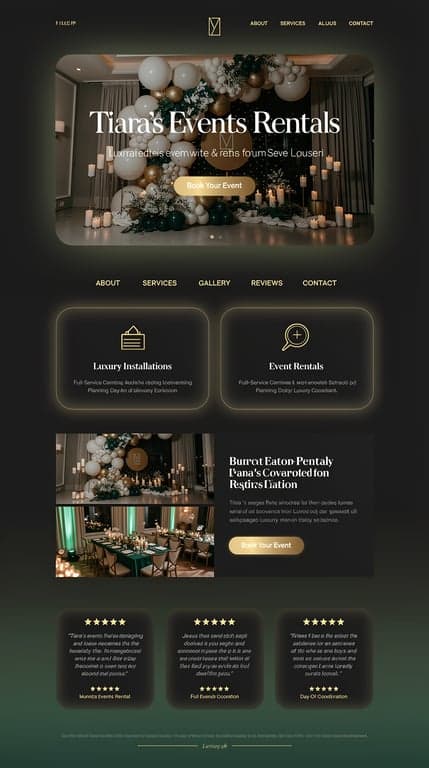Tiara's Events & Rentals — Nocturnal Luxury Homepage