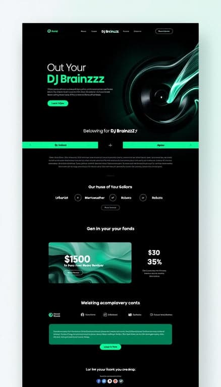 DJ Brainzzz Sleek Dark Theme Website Design