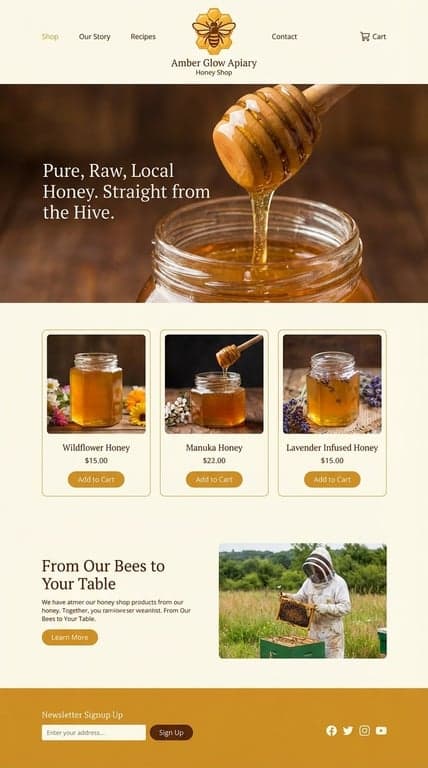 i want a website for my shop that sells honey