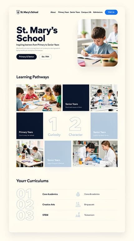 St. Mary's School — Bright Editorial Grid Mockup