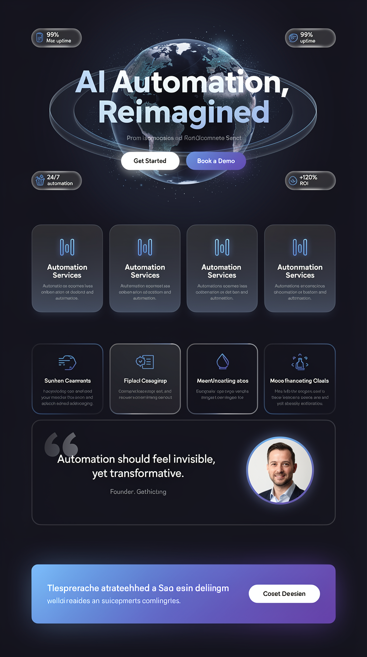 Dark Glassmorphism AI Agency Landing Page