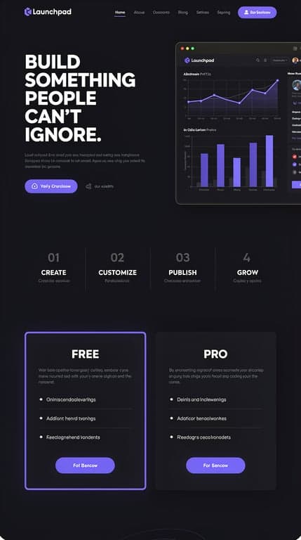 Launchpad Dark-Mode Editorial Landing