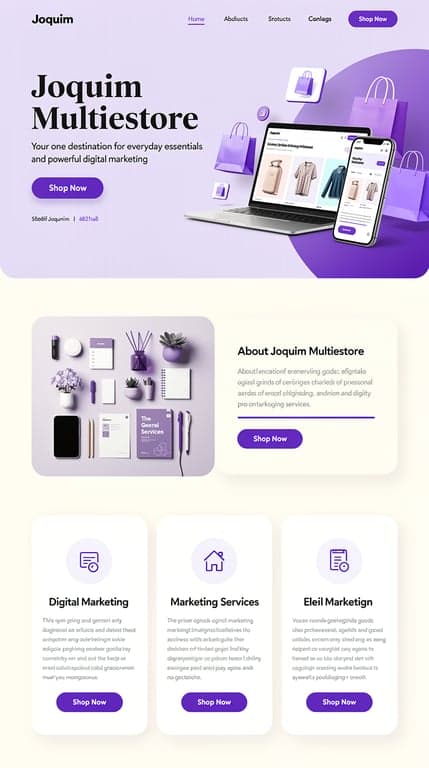 Joquim Multestore — Elegant Purple Homepage