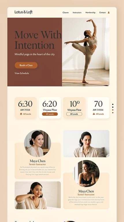 Lotus & Loft Yoga Studio Website Mockup