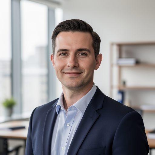 Professional photograph, natural light, realistic: Portrait of Ledger & Lane co-founder and CPA partner. No text or watermarks.
