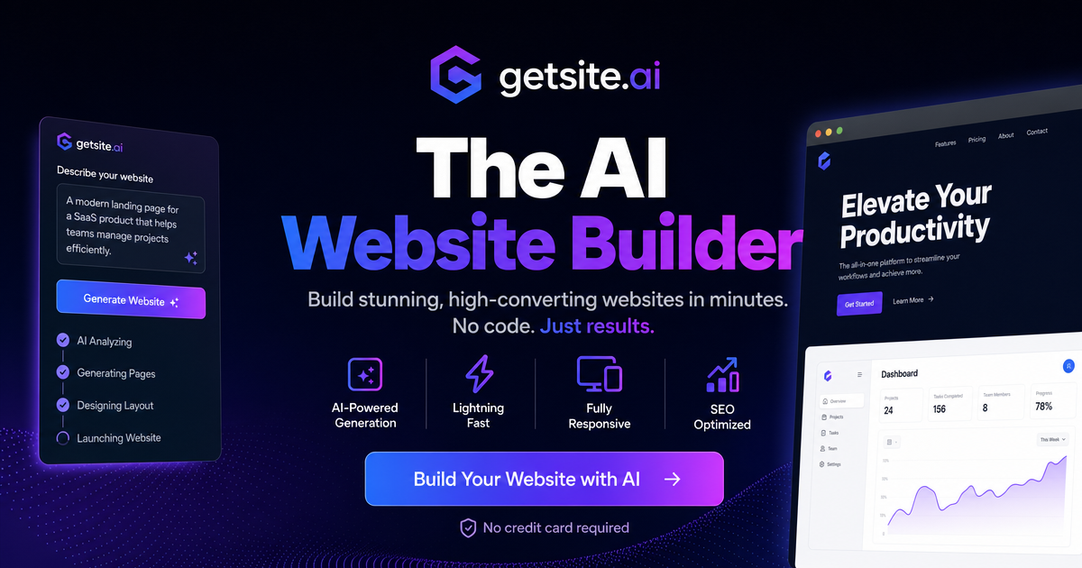 app page for getsite.ai, The AI Website Builder