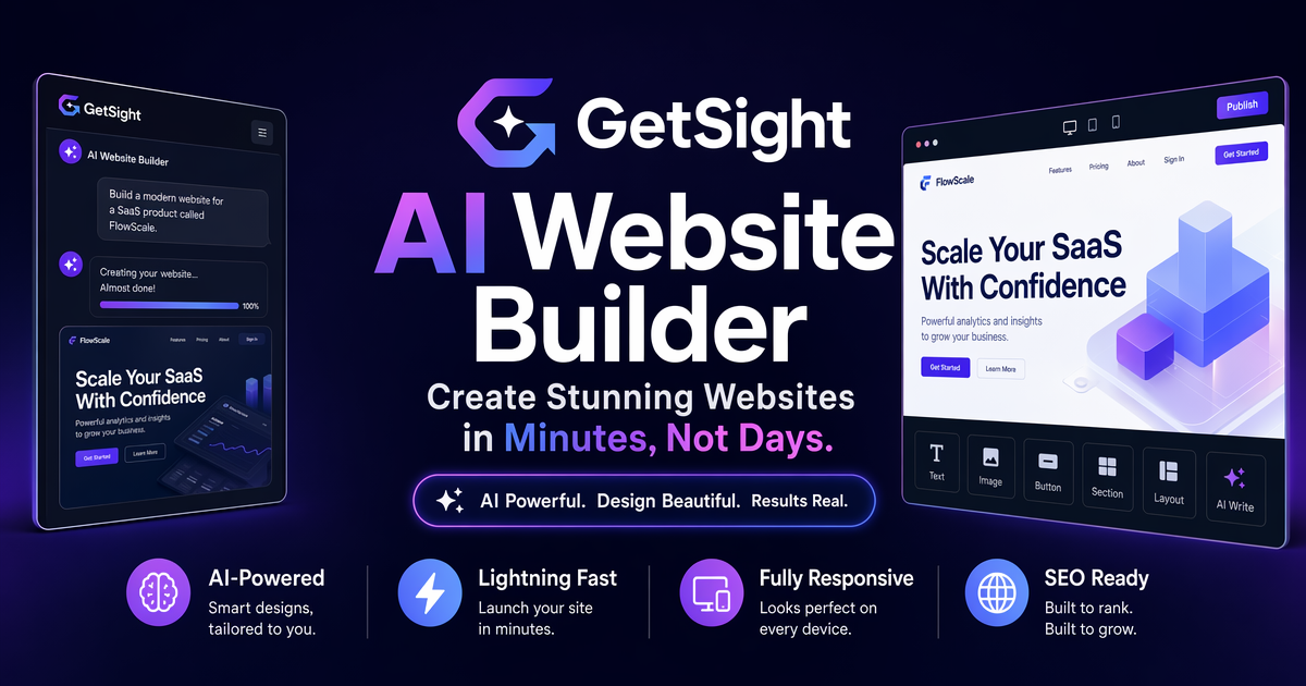 Generate an image for GetSight, which is an AI website builder. 