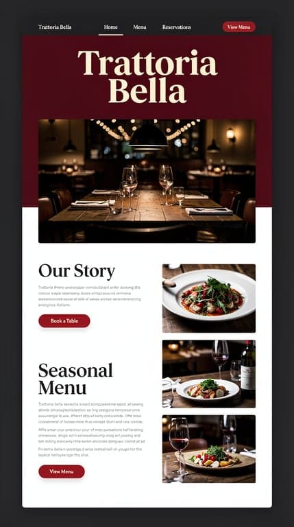Trattoria Bella — Moody Luxe Italian Homepage
