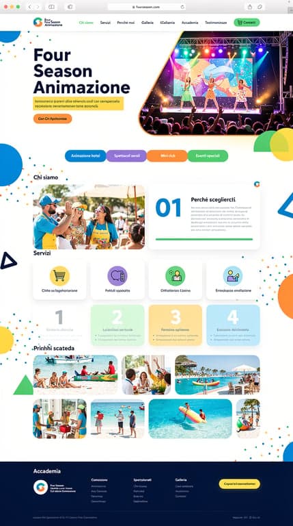 Four Season Animazione — Vibrant Colorful Website Mockup
