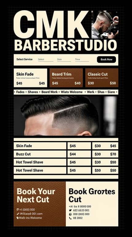 CMK.BARBERSTUDIO Brutalist-Luxe Web Mockup