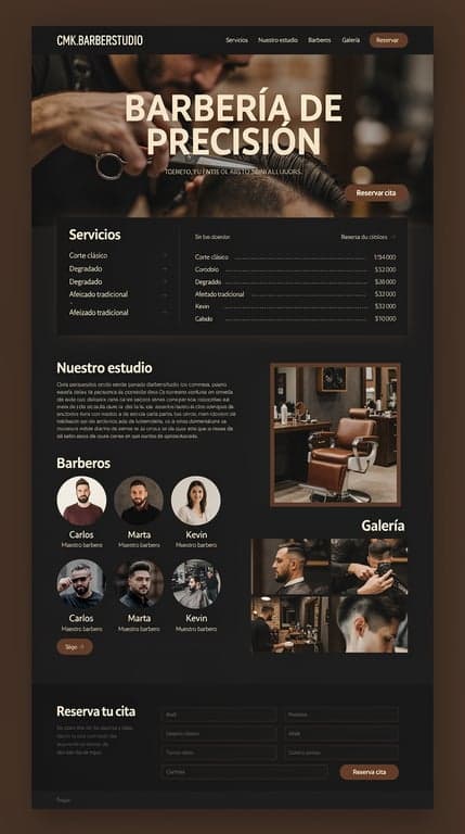 CMK.BARBERSTUDIO Dark Editorial Website Mockup