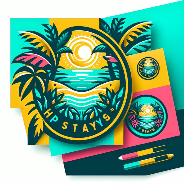 Trendy Modern and Sporty Logo for my company, Hip Stays.  Should suggest short term rental in the Florida Keys.  Tropical with color scheme of Turquoise, Yellow, and Hot Pink
