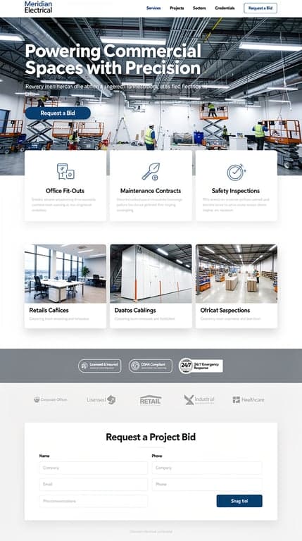 Meridian Electrical Homepage Mockup