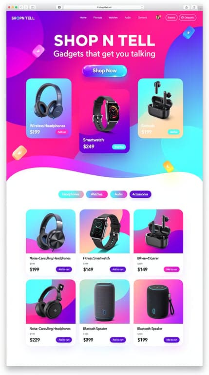 SHOP N TELL — Vibrant Tech Gadgets Homepage