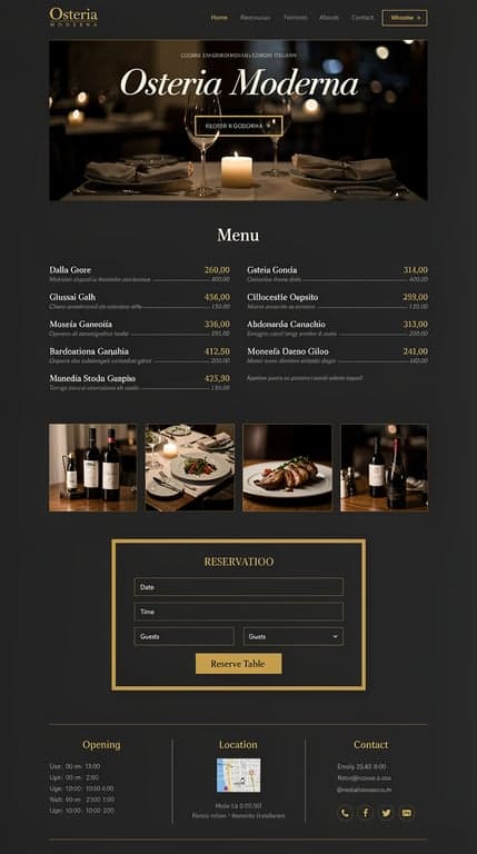 Osteria Moderna — Minimalist Charcoal Restaurant Homepage