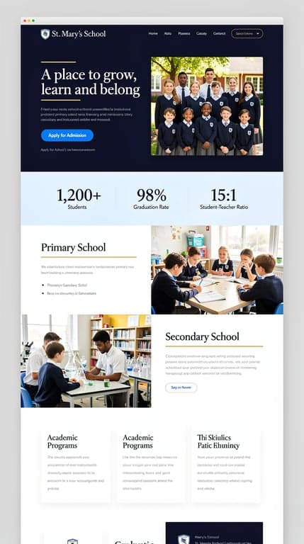 St. Mary's School — Classic Prestige Website Mockup
