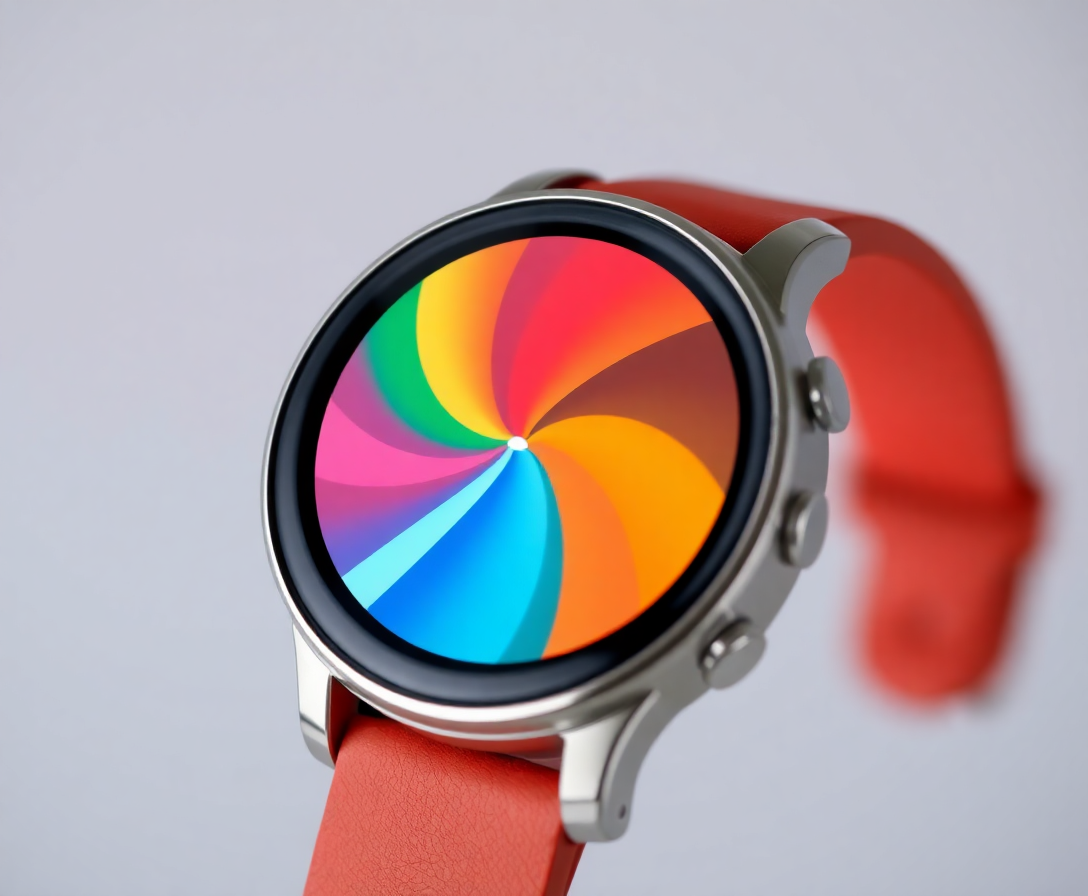close-up of the lanb smart watch showcasing its sleek design and vibrant display