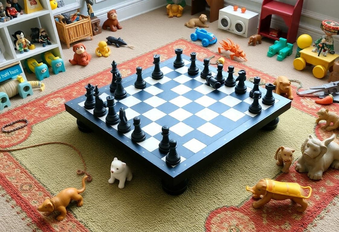 Toy Chess Adventure on Carpet