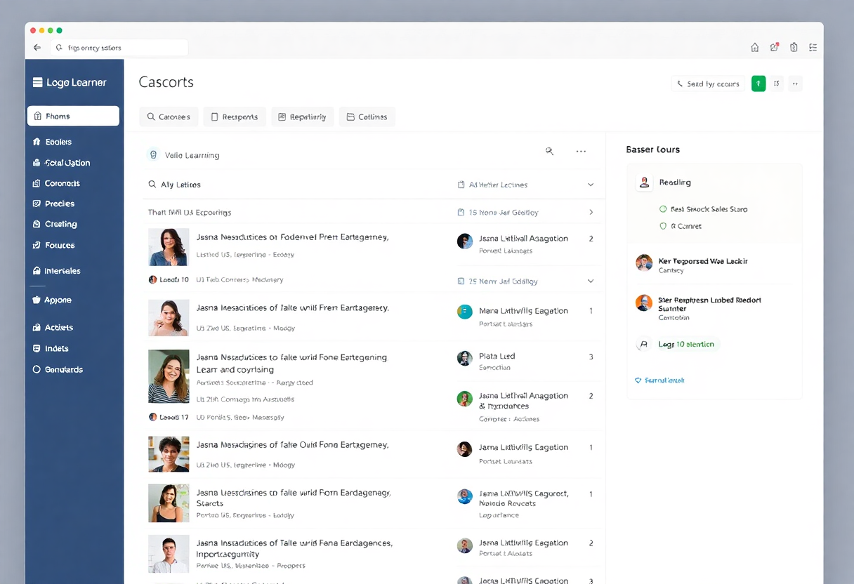 learning management system interface with course listings and user dashboard