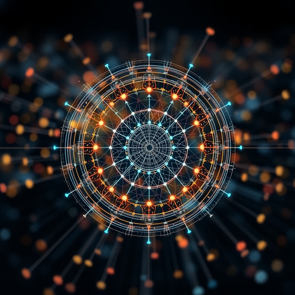 circular interface showing ai analysis patterns and neural network connections