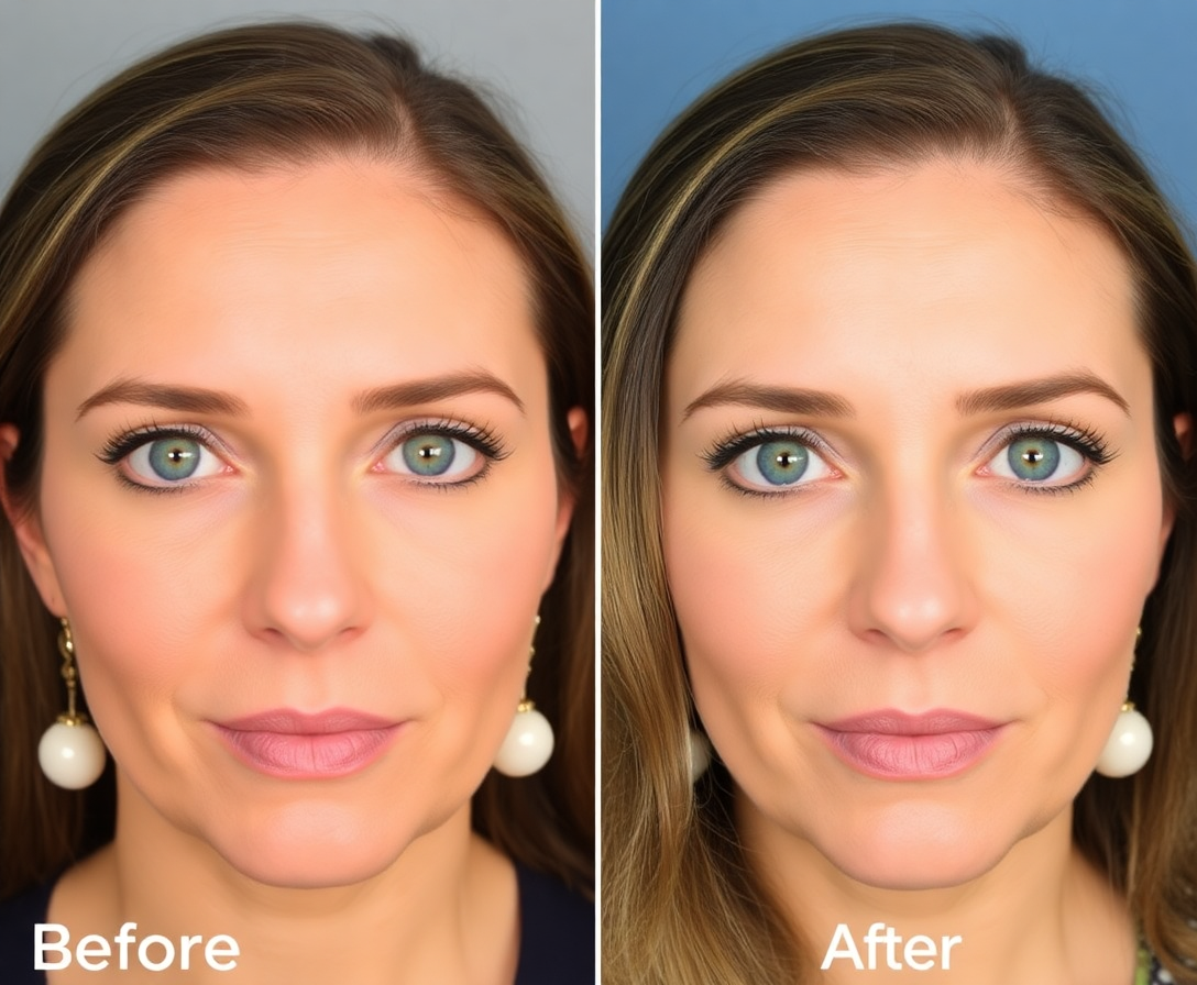 before and after comparison of natural-looking aesthetic treatment results
