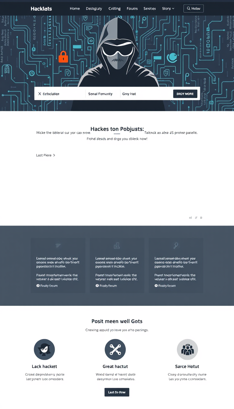 Design a one-page forum website for hackers of all types—black hat, grey hat, and white hat—to share resources and opinions. The goal is to foster collaboration and enhance skills for positive growth within the hacking community.