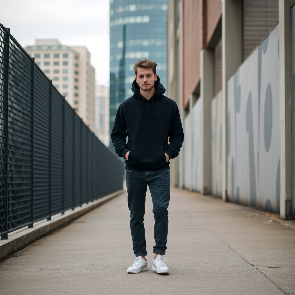 black hoodie from paddock project's urban collection