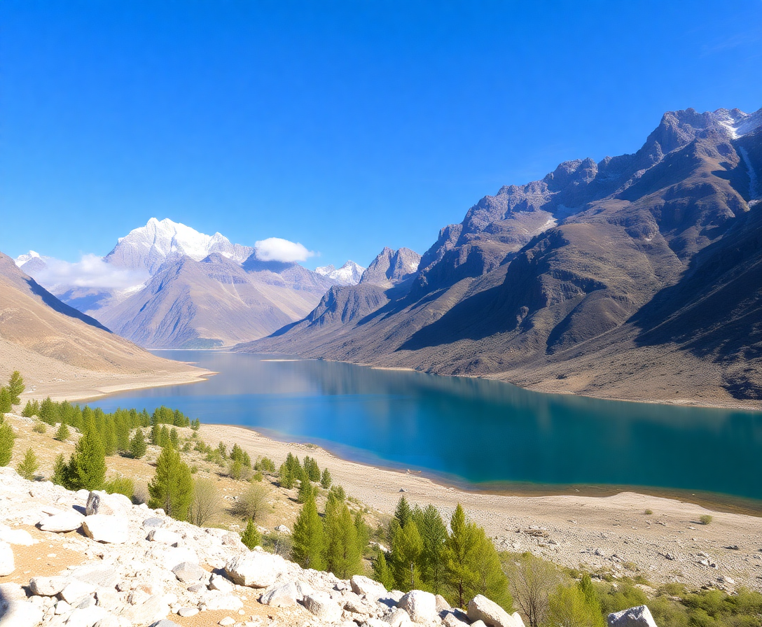panoramic view of attabad lake surrounded by towering peaks in northern pakistan