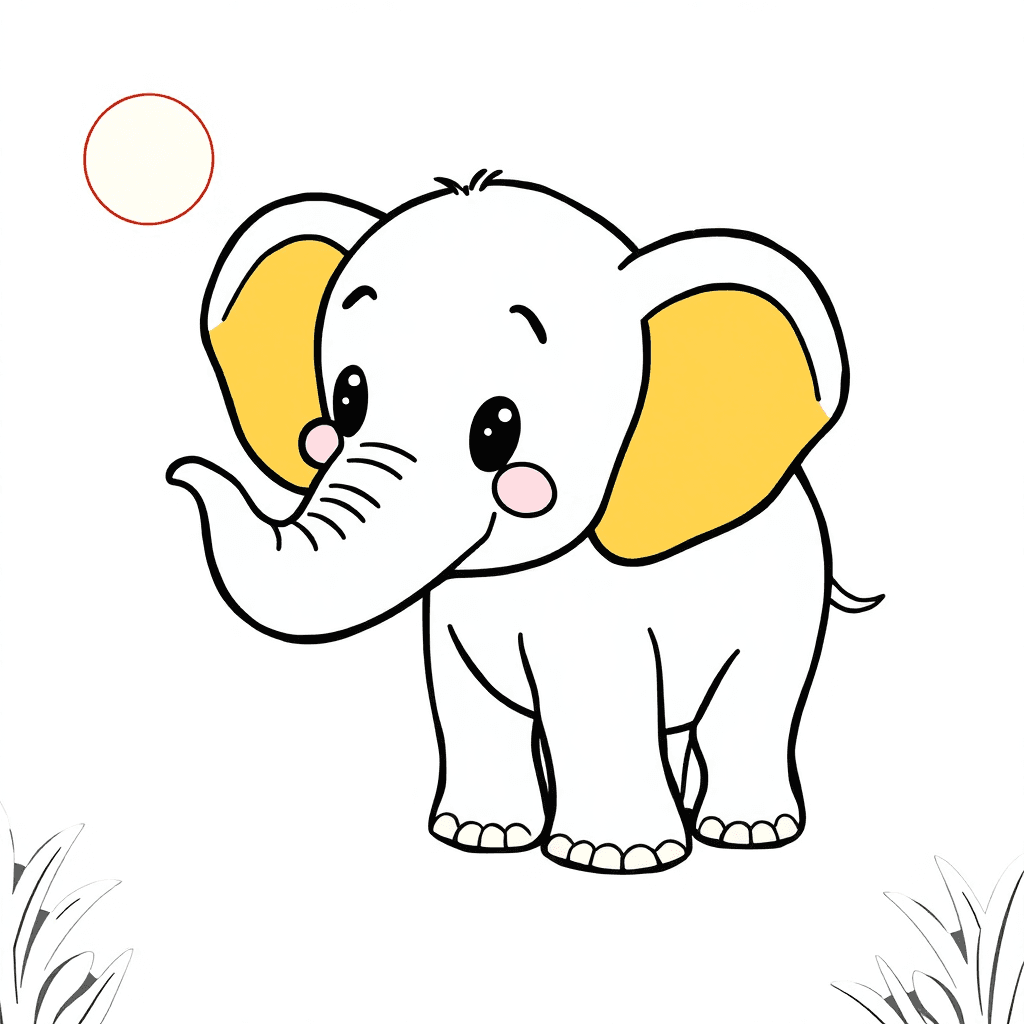 cute elephant coloring page for children