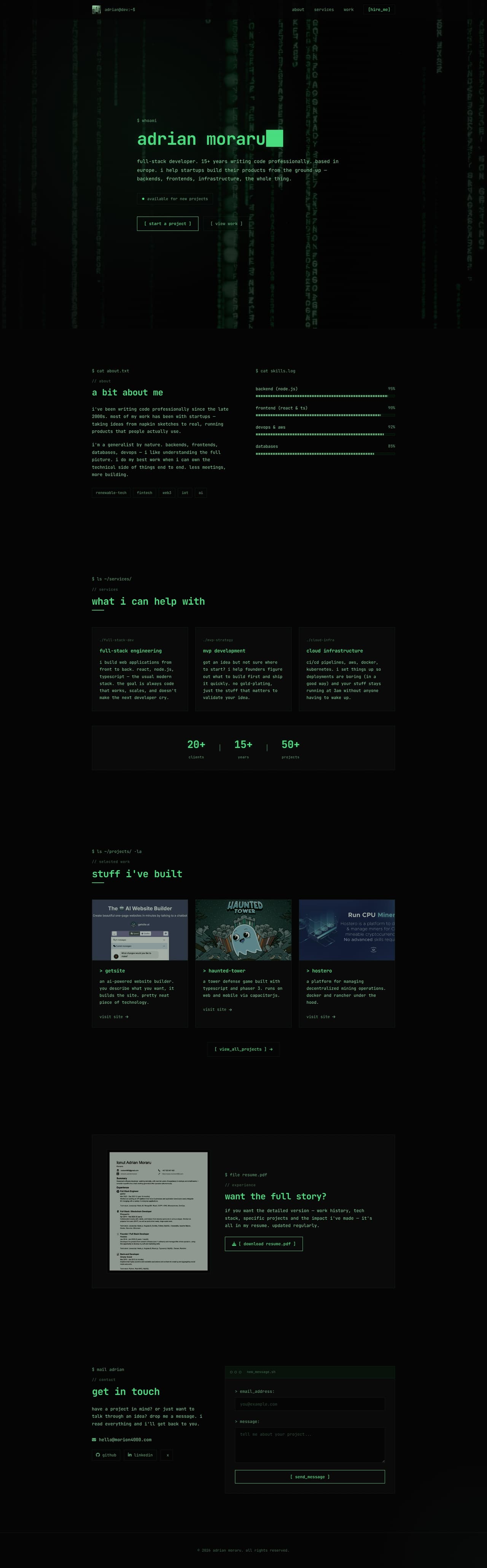 Adrian Moraru - Full Stack Developer (available for work)