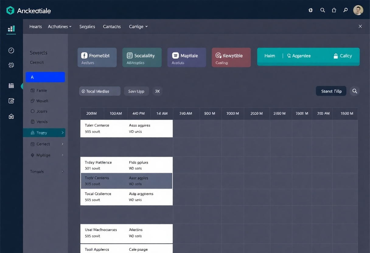 marketing automation dashboard with email campaigns and social media scheduling