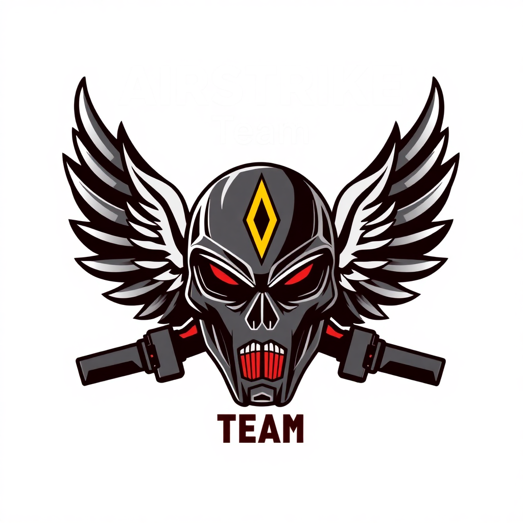 airstrike team logo featuring a tactical mask with wings