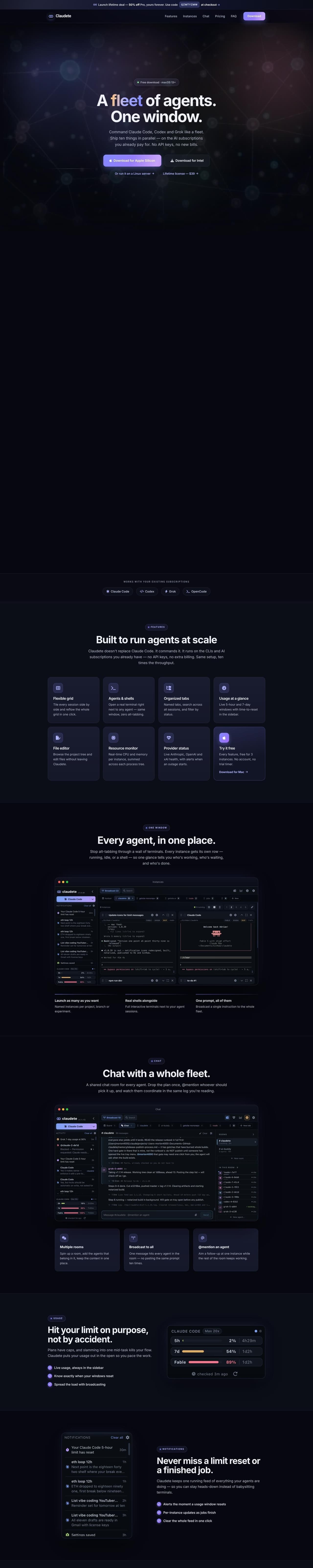 Claudete: macOS app for AI Coding Agent Fleets